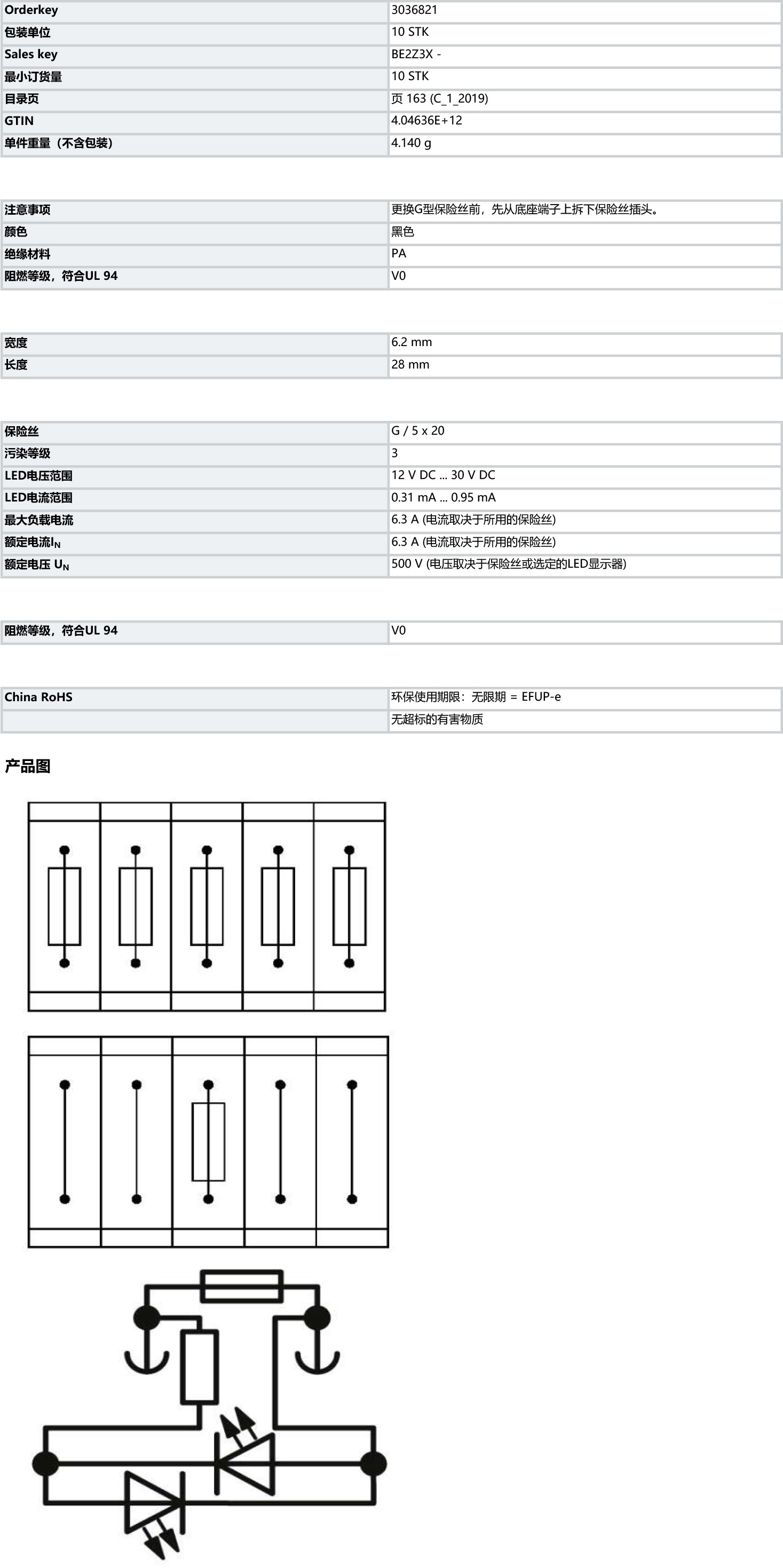 菲尼克斯 PHOENIX CONTACT 接線端子 適用于過程控制行業(yè)的接線端子 保險(xiǎn)絲插頭 - P-FU 5X20 LED 24-EX - 3036821.jpg